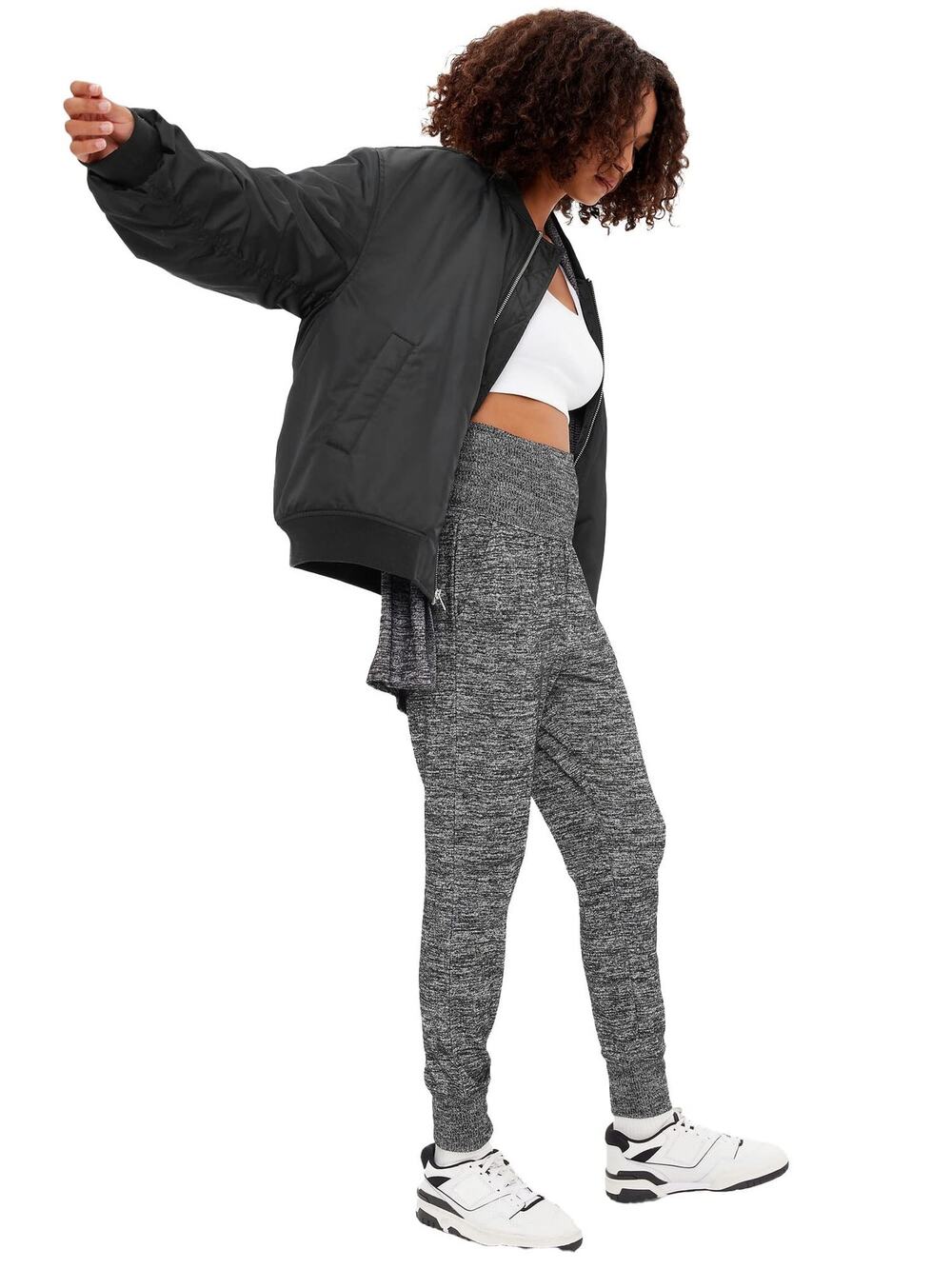 Gap Heathered Black Joggers Womens Medium Softspun Casual Pant Athleisure Lounge